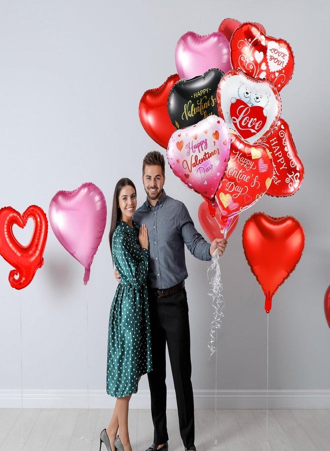 مجموعة بالونات عيد الحب من ريلسبرينغ، 70 قطعة، بالونات فويل حمراء مكتوب عليها "عيد حب سعيد"، مقاس 18 بوصة، على شكل قلب، زينة لليلة مميزة ويوم الحب. - Image 5
